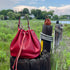 Leather Mini Bucket Satchel Bag Chianti